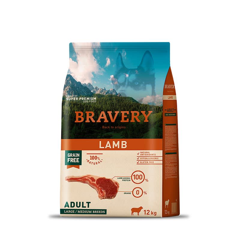 Bravery Adult medium y Large Cordero 12Kg